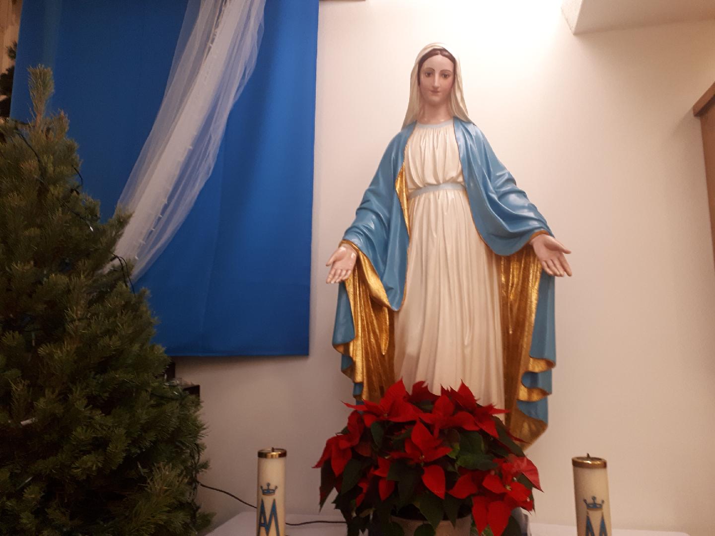 Statue of B.V.M. at Christmas