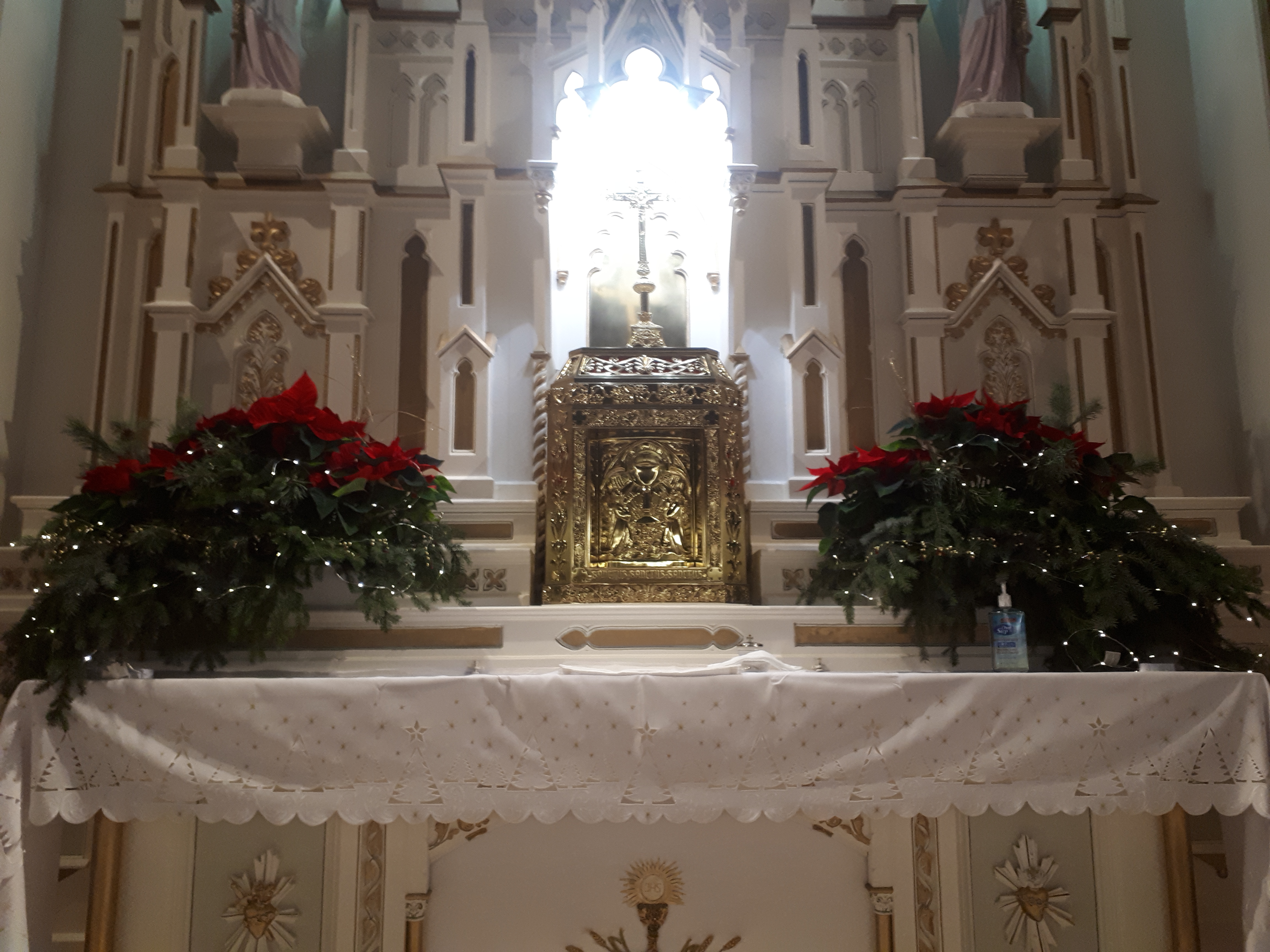 Altar decorated for Christmas