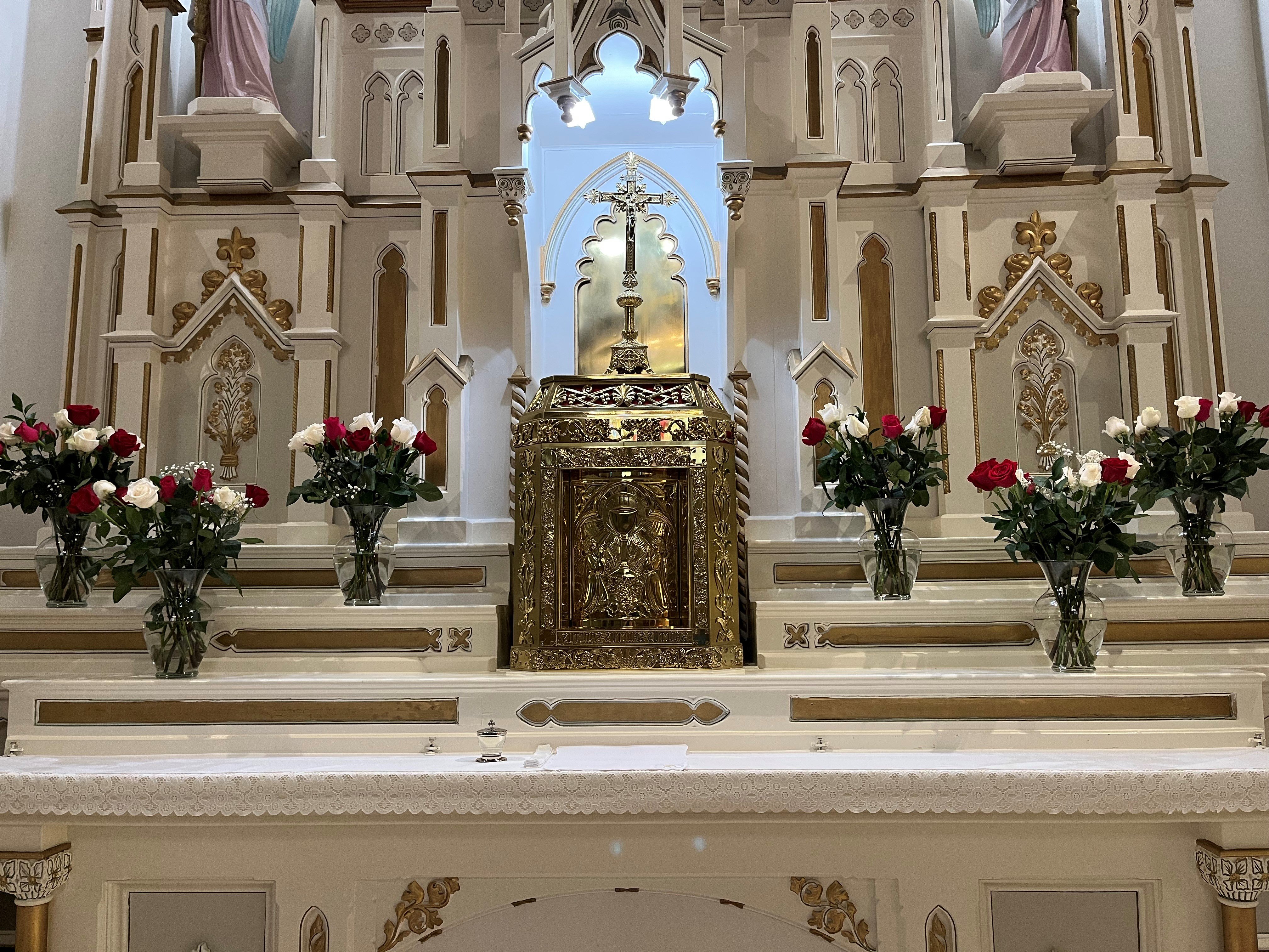 Altar decorated for feast day